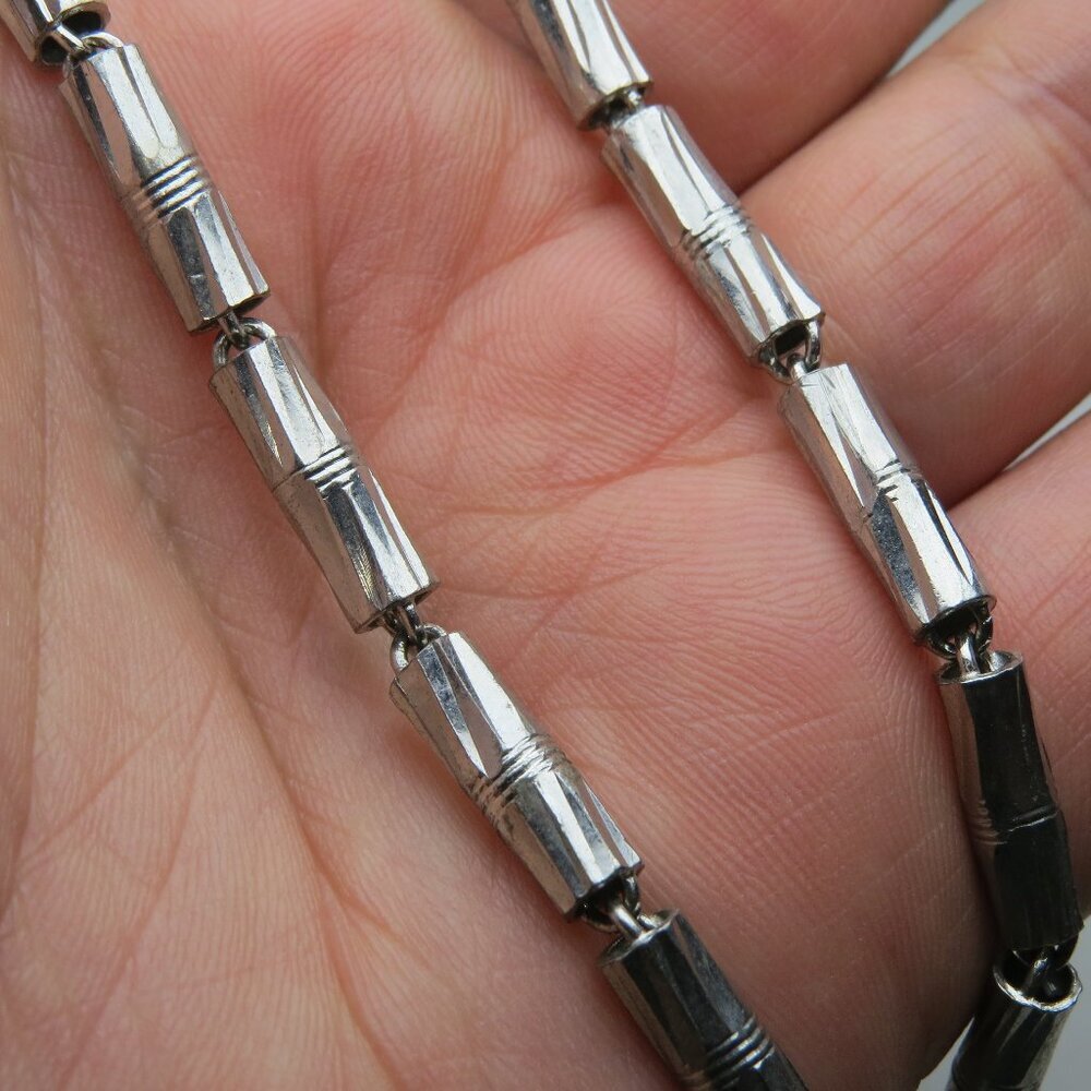 14k white *925 Sterling Silver Bullet men's Necklace